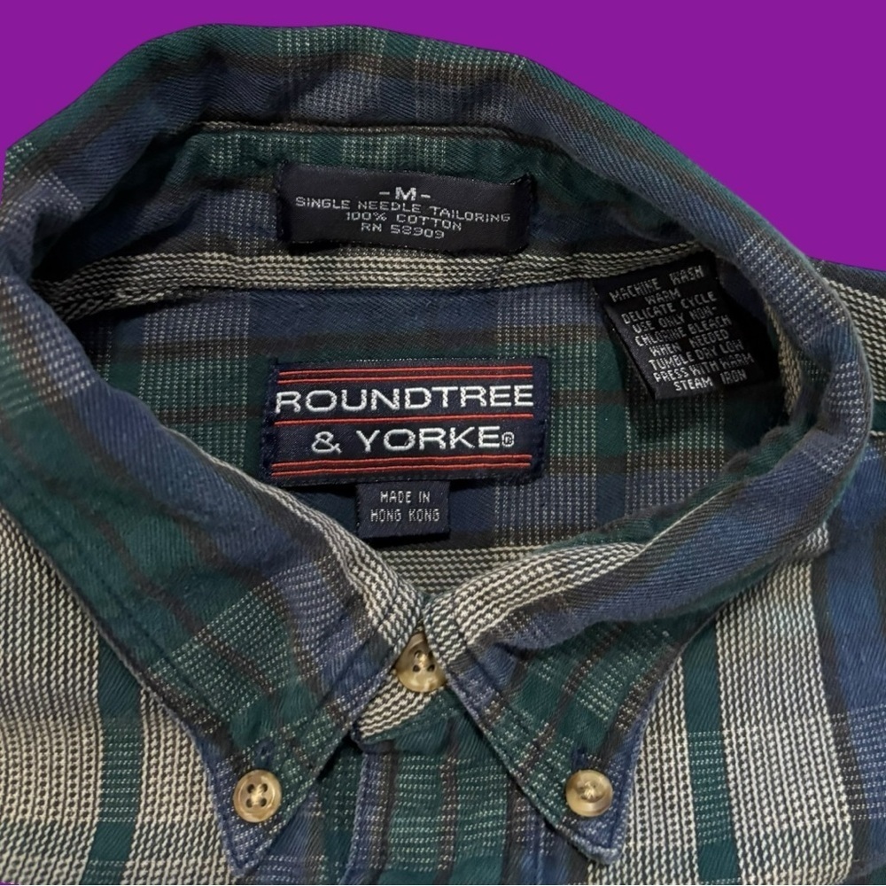 90s Roundtree & Yorke Striped Button-Down Shirt - Picture 4 of 4